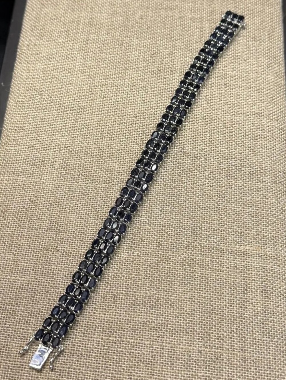 Sterling Silver 31.00 TCW Black Sapphire Bracelet 7.5"
